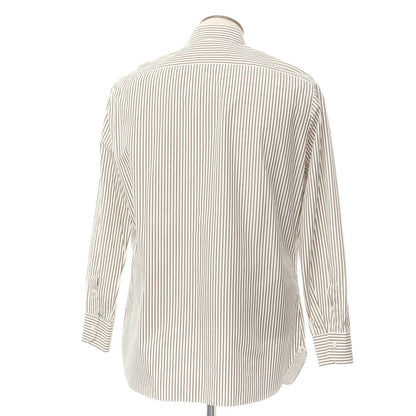 [Used] ISAIA Cotton Stripe Wide Collar Dress Shirt White x Brown [Size 43] [WHT] [S/S/A/W] [Condition Rank C] [Men&