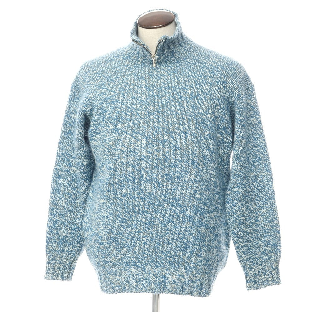 【中古】マーロ Malo ローゲージカシミヤ スタンドカラーニット ブルーxホワイト【サイズ50】【BLU】【A/W】【状態ランクC】【メンズ】【768792】