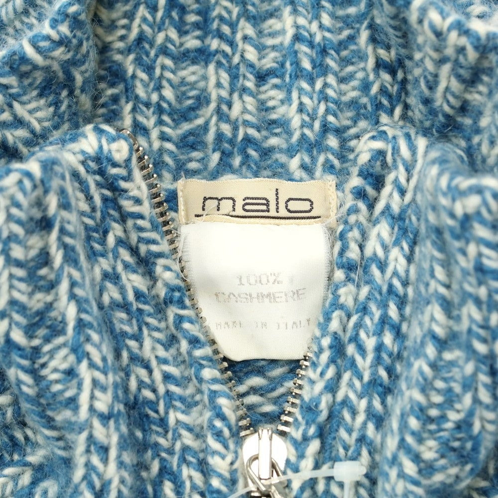 [Used] Malo low gauge cashmere stand collar knit blue x white [size 50] [BLU] [A/W] [Condition rank C] [Men&