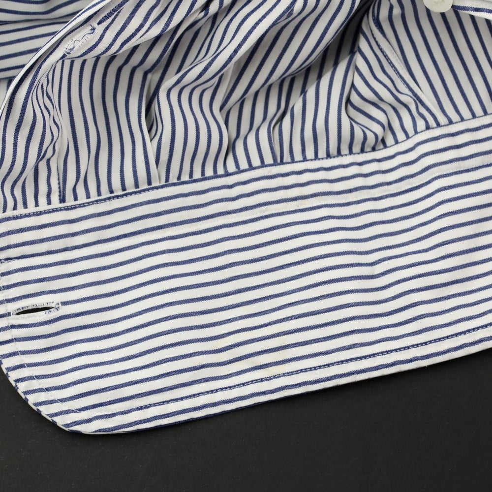 [Used] Anna Matuozzo Cotton Striped Regular Collar Dress Shirt White x Navy [42] [Condition Rank C] [Men&