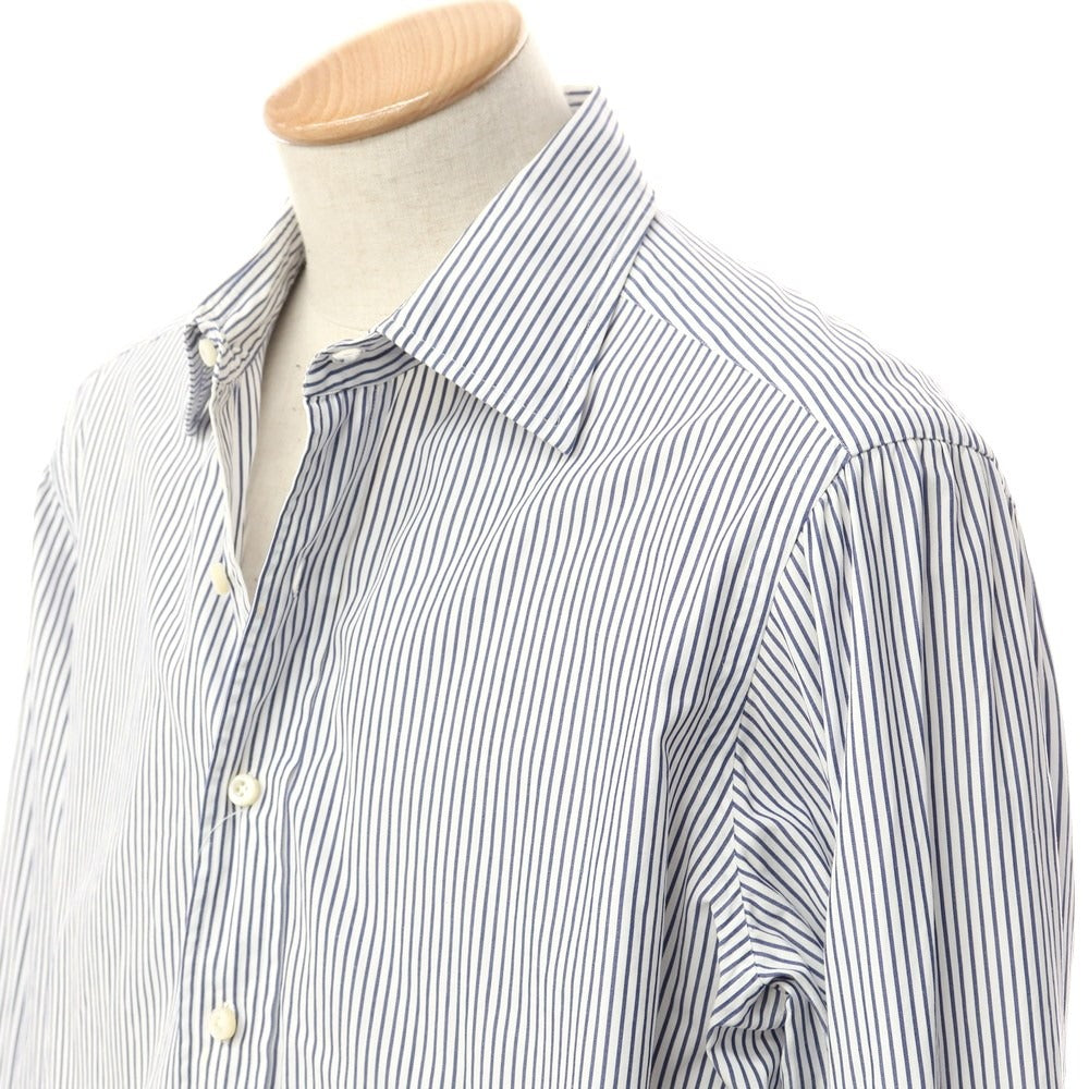 [Used] Anna Matuozzo Cotton Striped Regular Collar Dress Shirt White x Navy [42] [Condition Rank C] [Men&