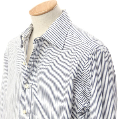 [Used] Anna Matuozzo Cotton Striped Regular Collar Dress Shirt White x Navy [42] [Condition Rank C] [Men&