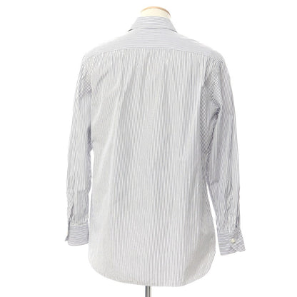 [Used] Anna Matuozzo Cotton Striped Regular Collar Dress Shirt White x Navy [42] [Condition Rank C] [Men&