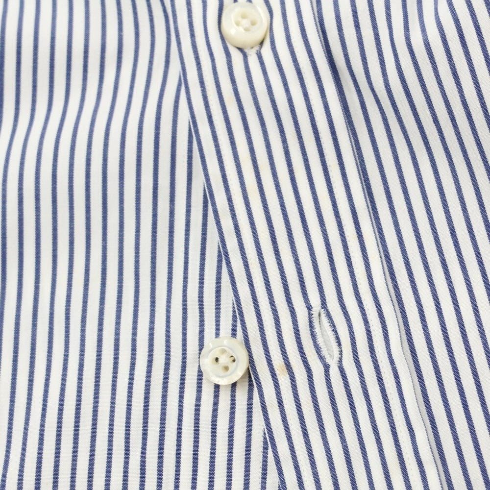 [Used] Anna Matuozzo Cotton Striped Regular Collar Dress Shirt White x Navy [42] [Condition Rank C] [Men&