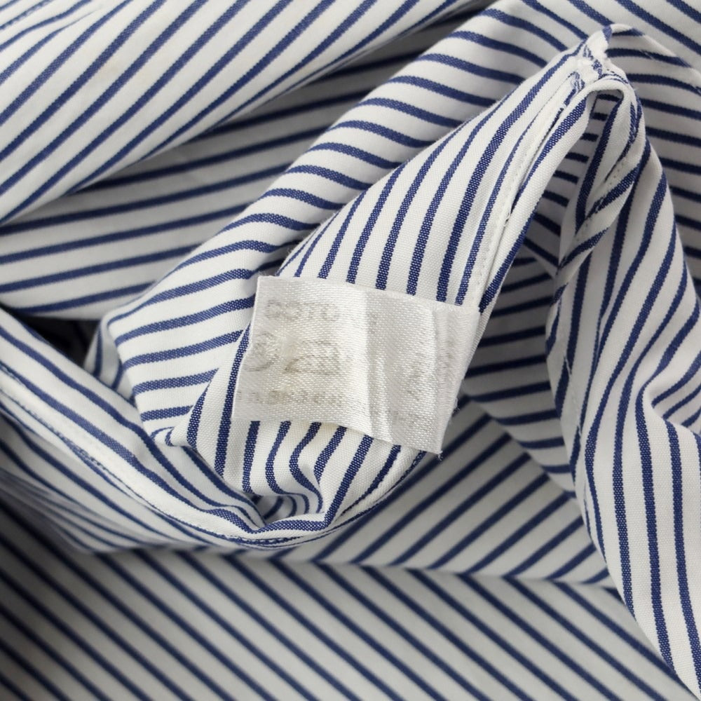 [Used] Anna Matuozzo Cotton Striped Regular Collar Dress Shirt White x Navy [42] [Condition Rank C] [Men&