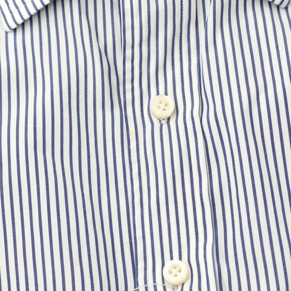 [Used] Anna Matuozzo Cotton Striped Regular Collar Dress Shirt White x Navy [42] [Condition Rank C] [Men&