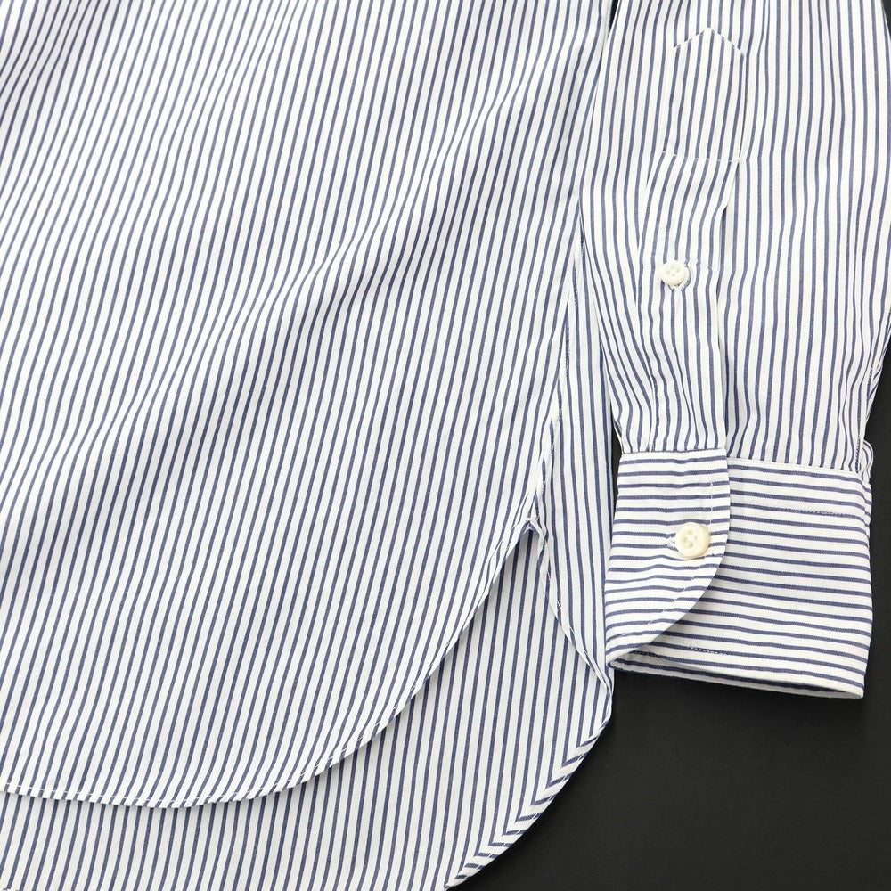 [Used] Anna Matuozzo Cotton Striped Regular Collar Dress Shirt White x Navy [42] [Condition Rank C] [Men&