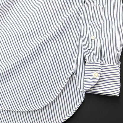 [Used] Anna Matuozzo Cotton Striped Regular Collar Dress Shirt White x Navy [42] [Condition Rank C] [Men&