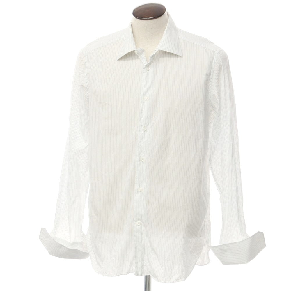 [Used] FRAY Cotton Striped Double Cuff Dress Shirt White x Blue [43] [Condition Rank C] [Men&