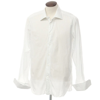 [Used] FRAY Cotton Striped Double Cuff Dress Shirt White x Blue [43] [Condition Rank C] [Men&