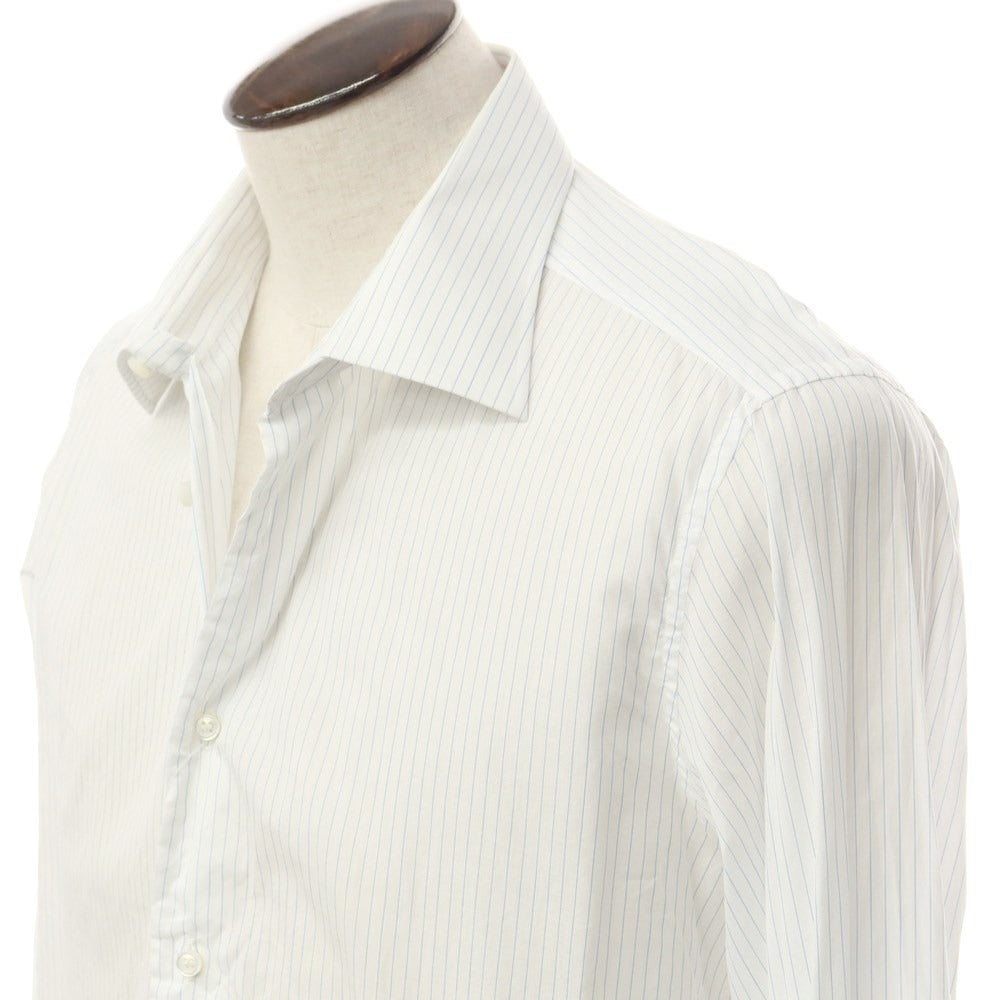 [Used] FRAY Cotton Striped Double Cuff Dress Shirt White x Blue [43] [Condition Rank C] [Men&