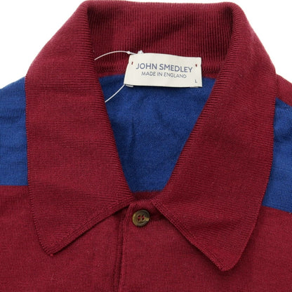 [Used] John Smedley JOHN SMEDLEY High gauge wool striped polo knit Maroon x Navy [Size L] [RED] [A/W] [Condition Rank B] ​​[Men&