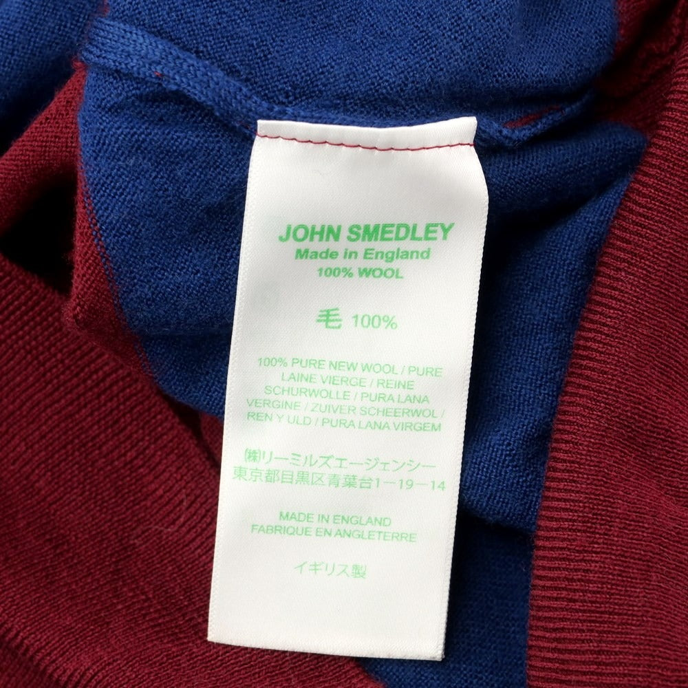 [Used] John Smedley JOHN SMEDLEY High gauge wool striped polo knit Maroon x Navy [Size L] [RED] [A/W] [Condition Rank B] ​​[Men&