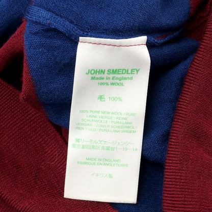 [Used] John Smedley JOHN SMEDLEY High gauge wool striped polo knit Maroon x Navy [Size L] [RED] [A/W] [Condition Rank B] ​​[Men&