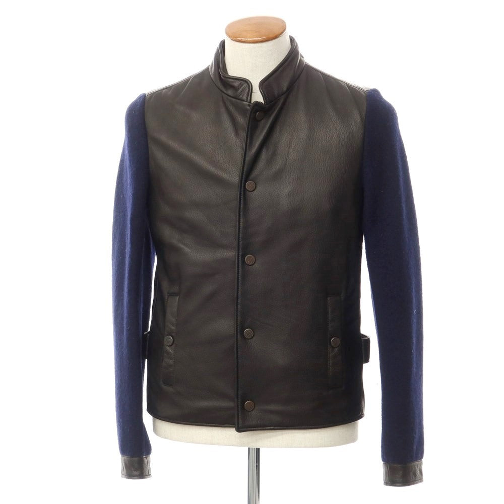 [Used] Vazzoler Knit-switched leather blouson, black x navy [46] [Condition: C] [Men&