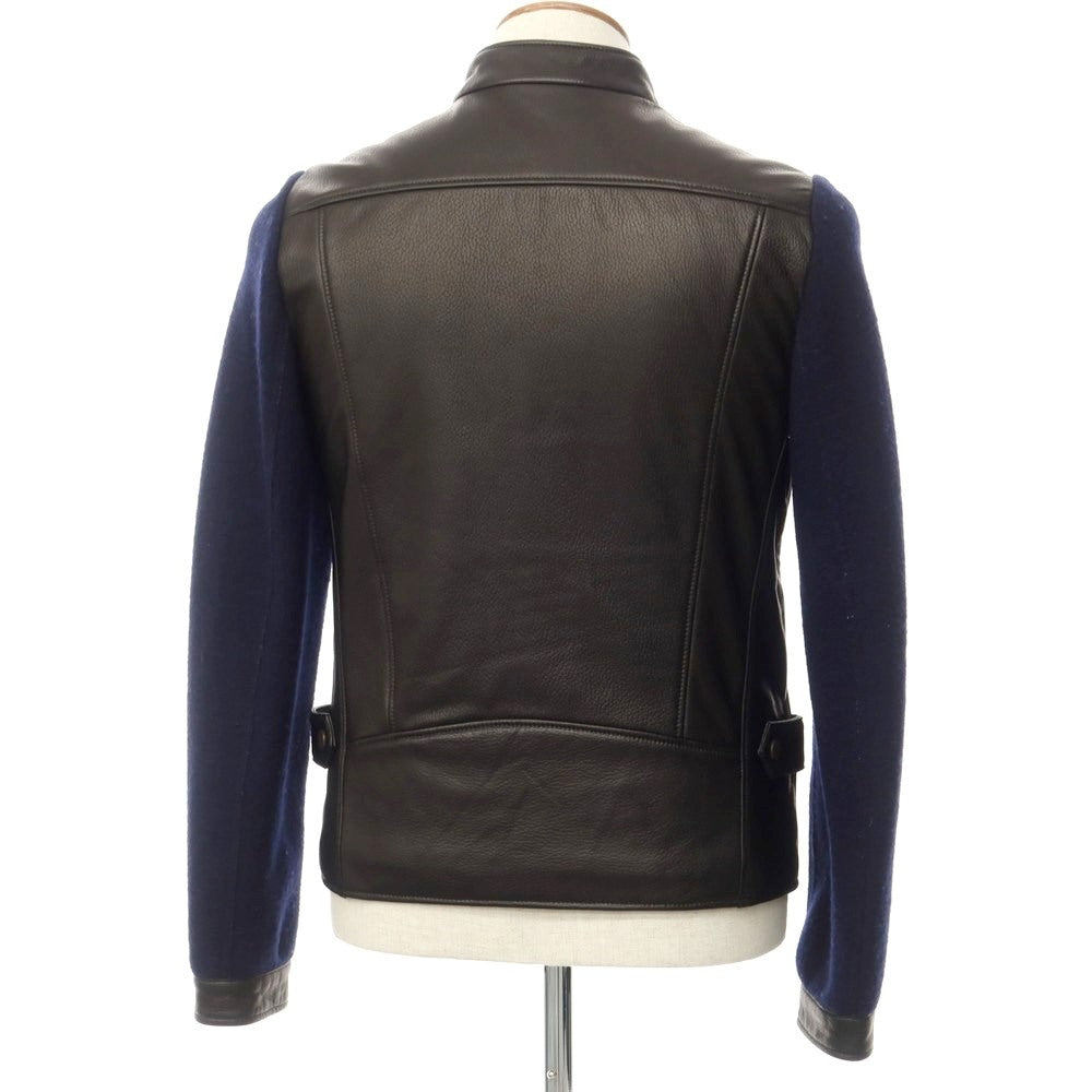 [Used] Vazzoler Knit-switched leather blouson, black x navy [46] [Condition: C] [Men&