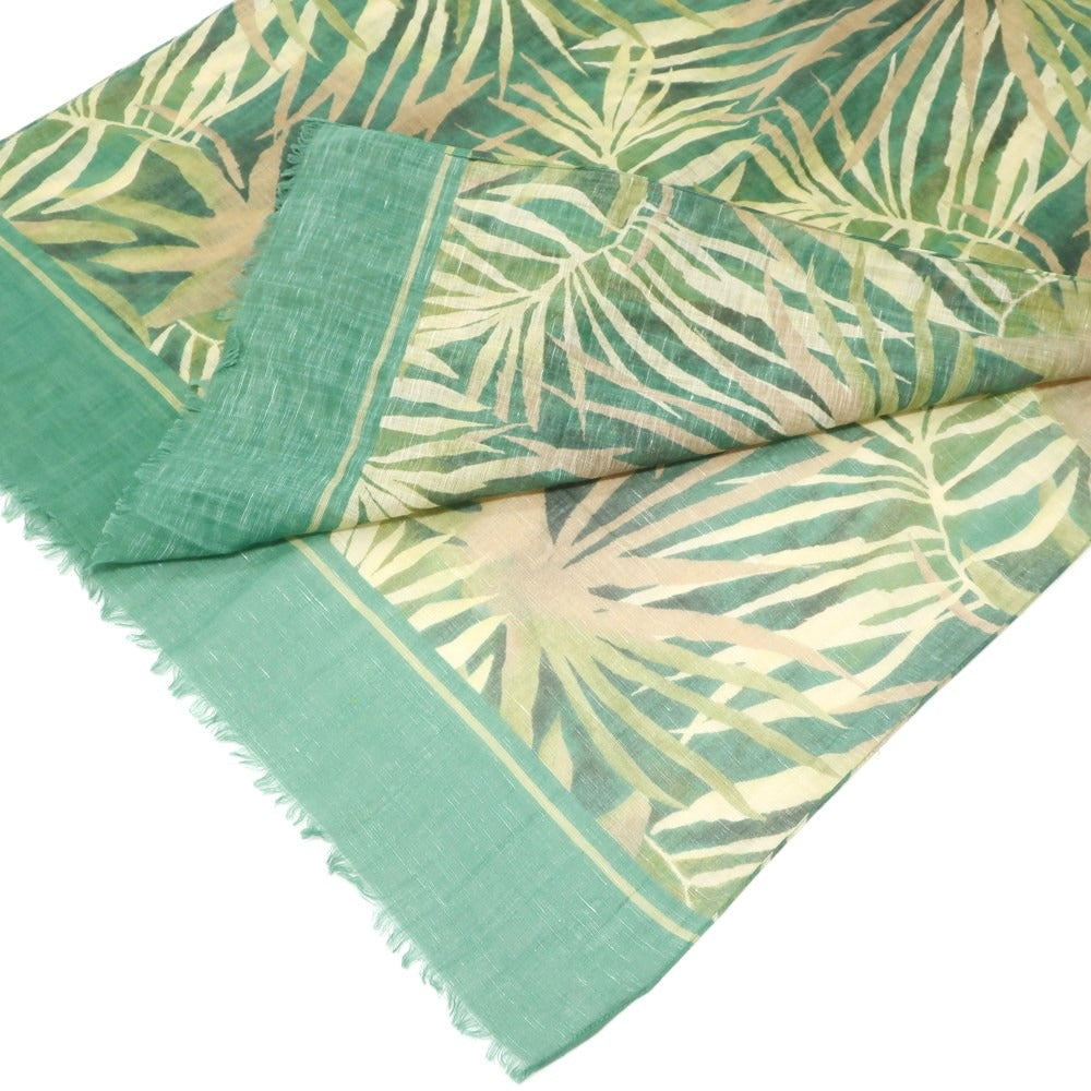 [Used] Altea Cotton Linen Botanical Pattern Stole Green x Beige [Condition Rank C] [Men&