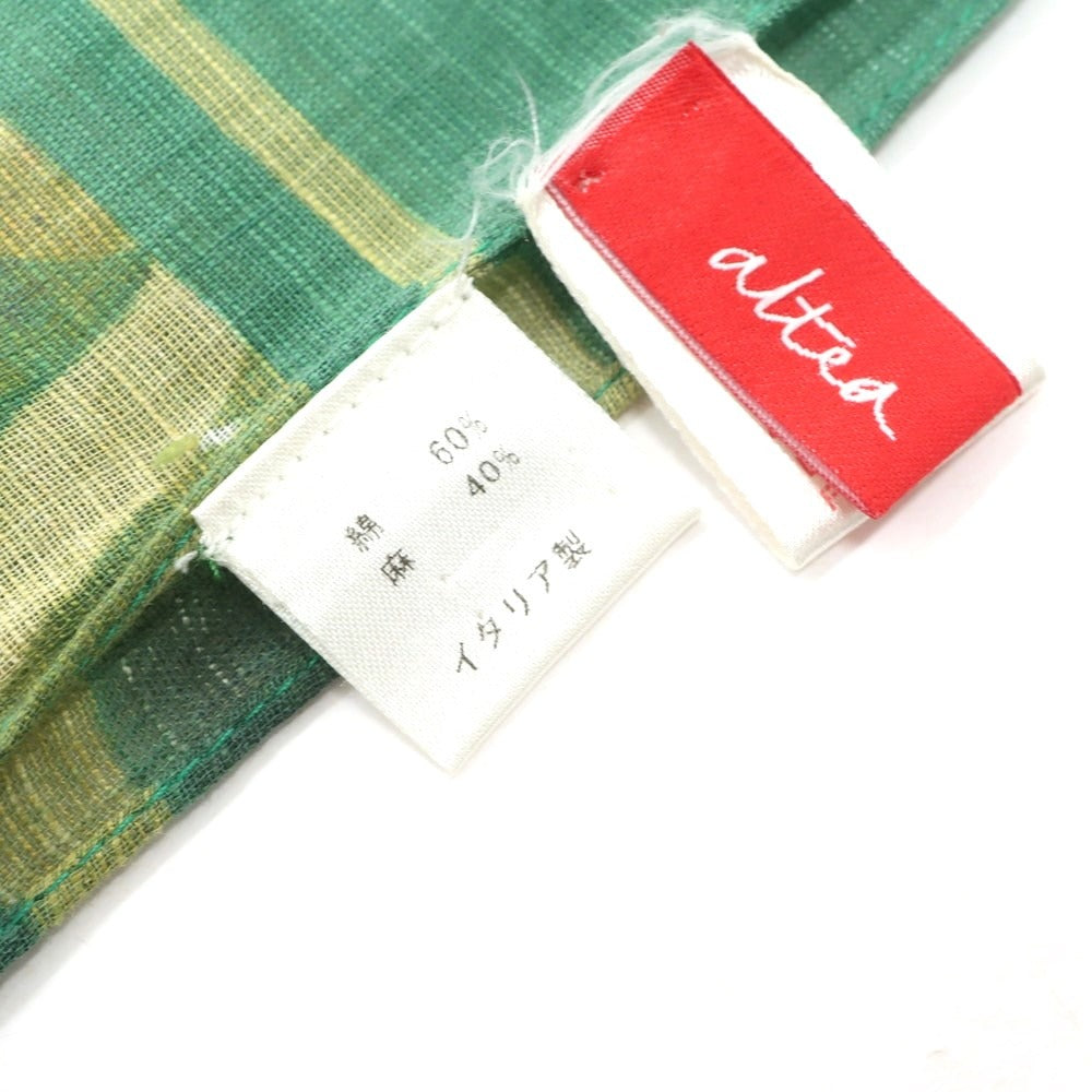 [Used] Altea Cotton Linen Botanical Pattern Stole Green x Beige [Condition Rank C] [Men&