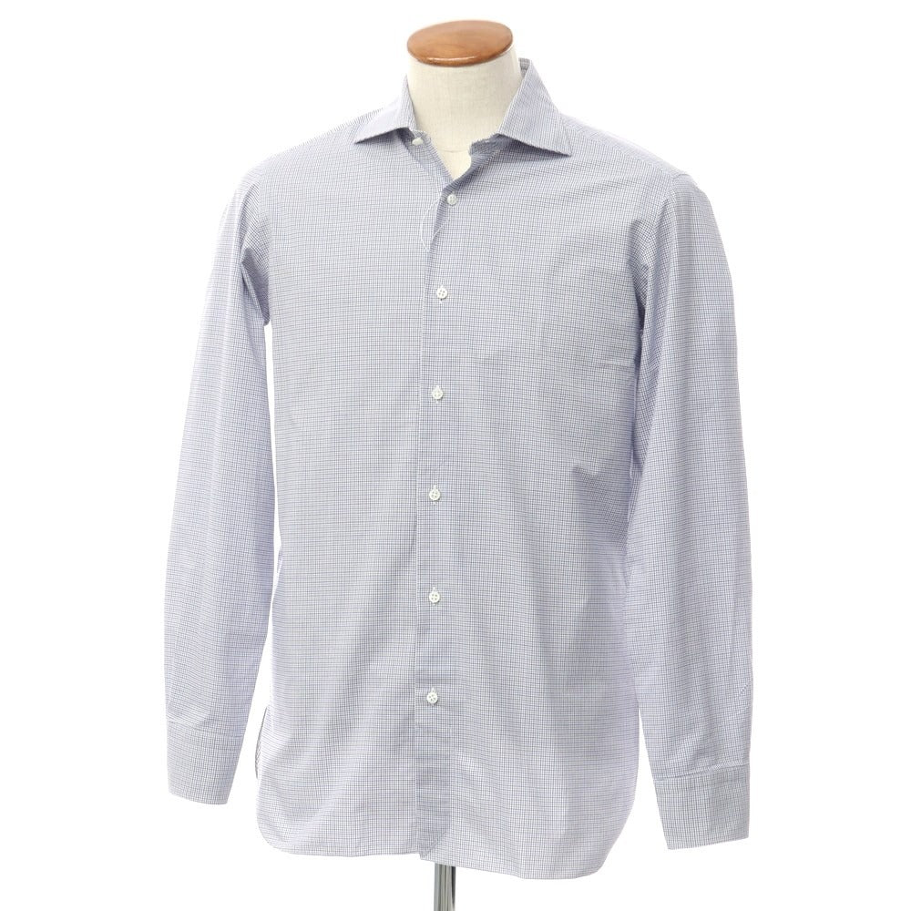 [Used] SOVEREIGN Cotton Check Horizontal Collar Dress Shirt White x Dark Navy [WHT] [S/S/A/W] [Condition Rank B] ​​[Men&