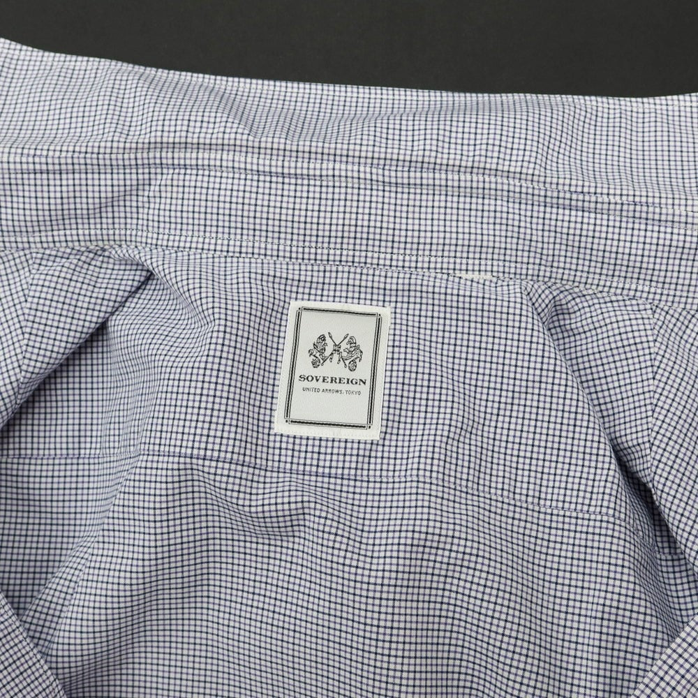 [Used] SOVEREIGN Cotton Check Horizontal Collar Dress Shirt White x Dark Navy [WHT] [S/S/A/W] [Condition Rank B] ​​[Men&