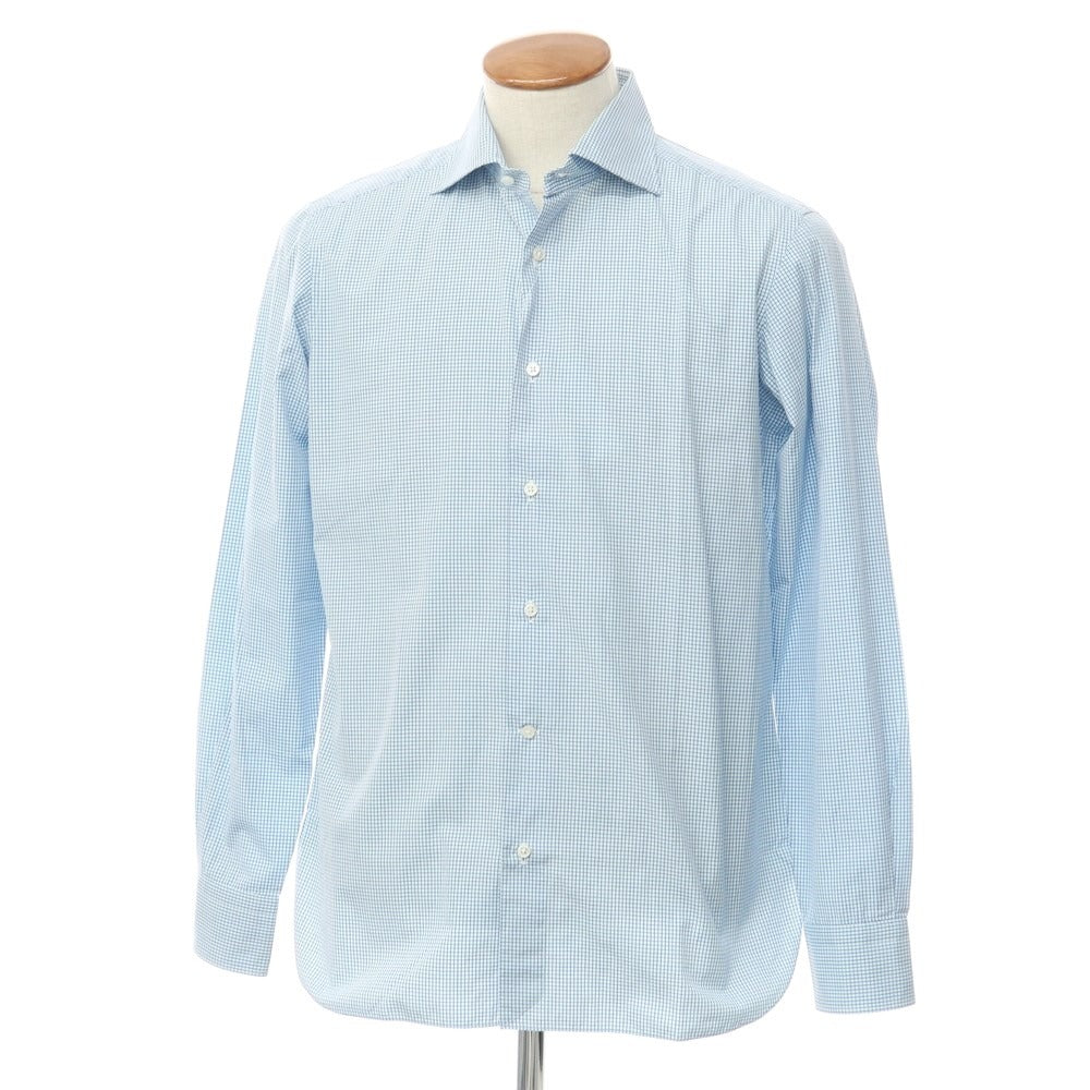 [Used] SOVEREIGN Cotton Check Horizontal Collar Dress Shirt Light Blue x Blue [Size 39] [BLU] [S/S/A/W] [Condition Rank C] [Men&