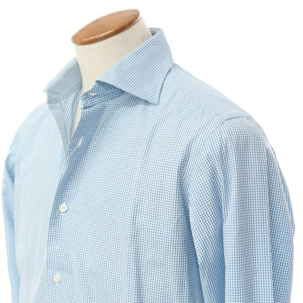 [Used] SOVEREIGN Cotton Check Horizontal Collar Dress Shirt Light Blue x Blue [Size 39] [BLU] [S/S/A/W] [Condition Rank C] [Men&