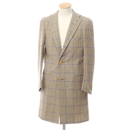 [Used] Luigi Borrelli Luxury Vintage LUIGIBORRELLI LUXURY VINTAGE Wool Check Chesterfield Coat Ash Brown x Blue [Size 44] [BRW] [A/W] [Condition Rank B] ​​[Men&