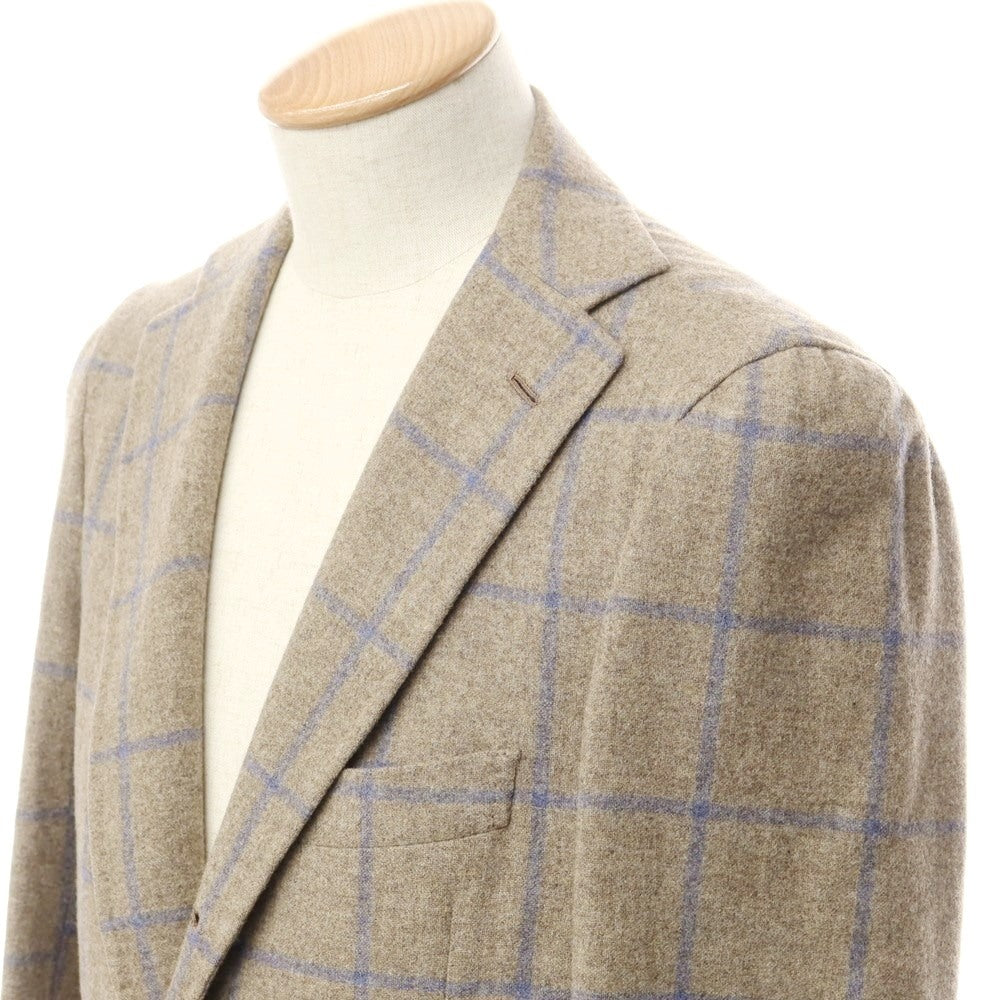 [Used] Luigi Borrelli Luxury Vintage LUIGIBORRELLI LUXURY VINTAGE Wool Check Chesterfield Coat Ash Brown x Blue [Size 44] [BRW] [A/W] [Condition Rank B] ​​[Men&