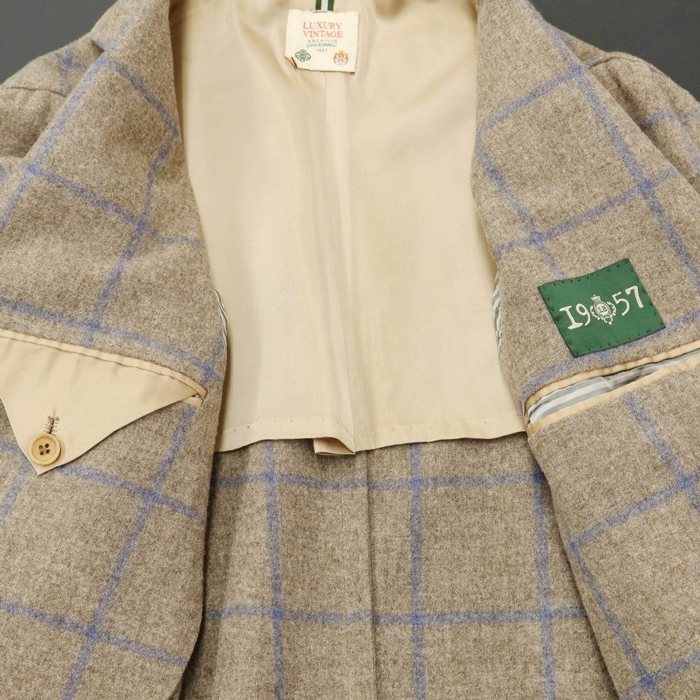 [Used] Luigi Borrelli Luxury Vintage LUIGIBORRELLI LUXURY VINTAGE Wool Check Chesterfield Coat Ash Brown x Blue [Size 44] [BRW] [A/W] [Condition Rank B] ​​[Men&