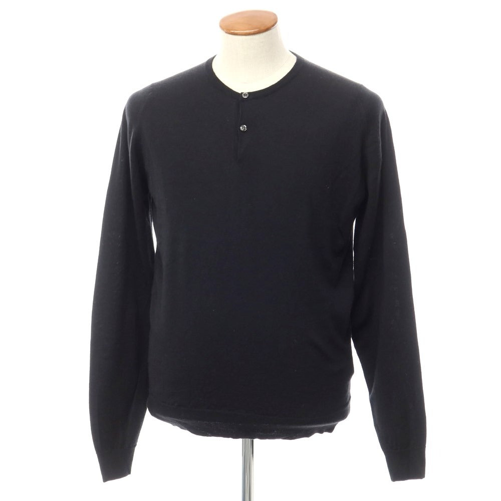 【中古】ジョンスメドレー JOHN SMEDLEY ウール ヘンリーネック プルオーバーニット ブラック【サイズL】【BLK】【A/W】【状態ランクB】【メンズ】【768791】
