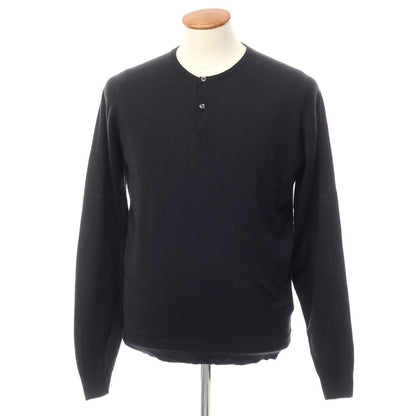 [Used] John Smedley Wool Henley Pullover Knit Black [Size L] [BLK] [A/W] [Condition Rank B] ​​[Men&