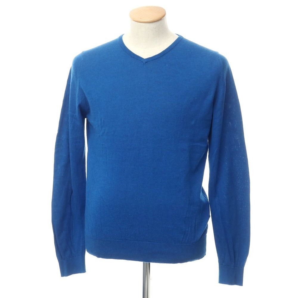 [Used] John Smedley Cotton V-neck pullover knit Blue [Size S] [BLU] [S/S] [Condition Rank D] [Men&