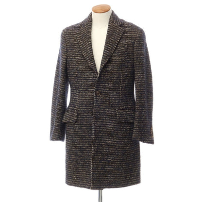 [Used] LARDINI wool alpaca mohair Chesterfield coat
 Dark brown x navy [Size 46] [BRW] [A/W] [Condition Rank C] [Men&