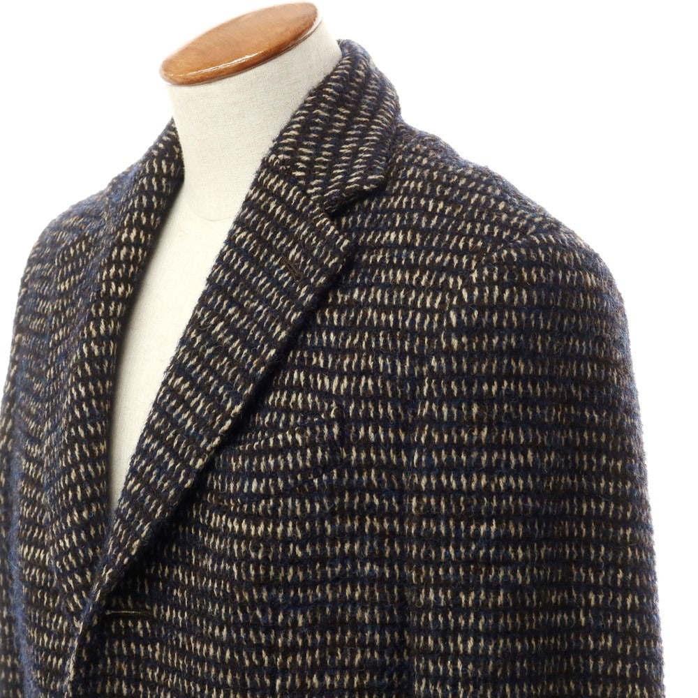 [Used] LARDINI wool alpaca mohair Chesterfield coat
 Dark brown x navy [Size 46] [BRW] [A/W] [Condition Rank C] [Men&