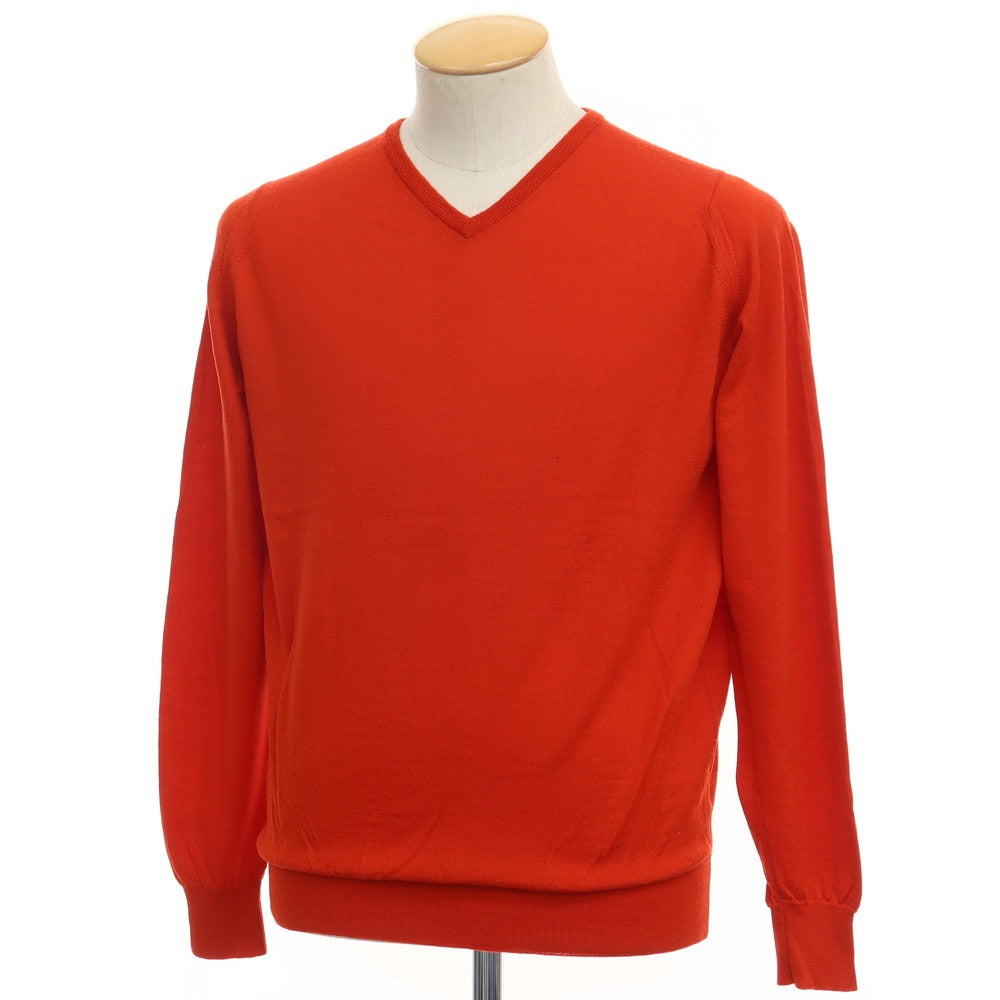 [Used] John Smedley Wool V-neck pullover knit orange red [Size S] [RED] [A/W] [Condition Rank C] [Men&