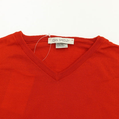 [Used] John Smedley Wool V-neck pullover knit orange red [Size S] [RED] [A/W] [Condition Rank C] [Men&