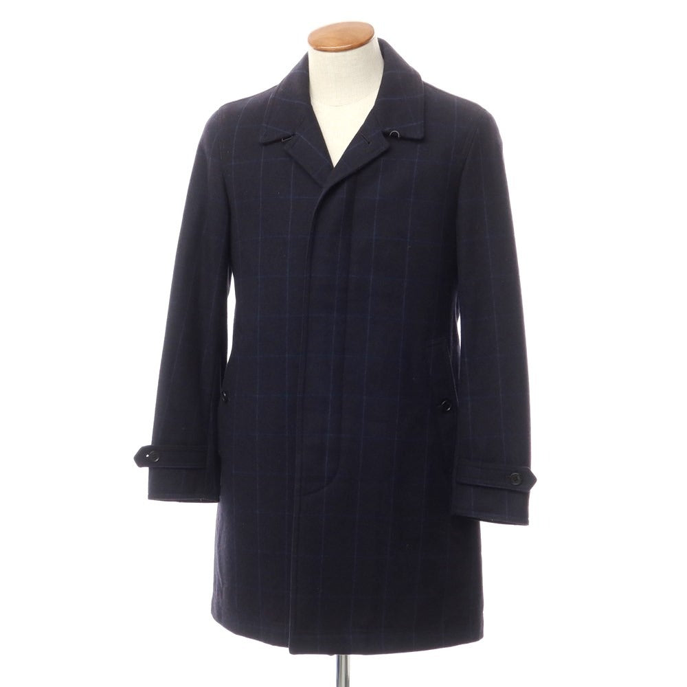 [Used] Paul Smith Wool Check Balmac Coat
 Navy x Blue [Size M] [NVY] [A/W] [Condition Rank B] ​​[Men&