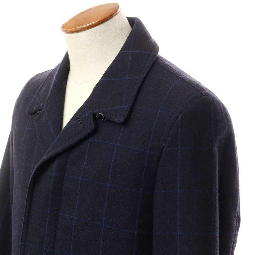 [Used] Paul Smith Wool Check Balmac Coat
 Navy x Blue [Size M] [NVY] [A/W] [Condition Rank B] ​​[Men&