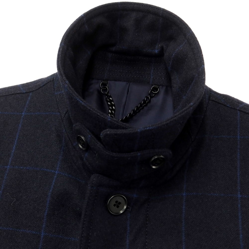 [Used] Paul Smith Wool Check Balmac Coat
 Navy x Blue [Size M] [NVY] [A/W] [Condition Rank B] ​​[Men&