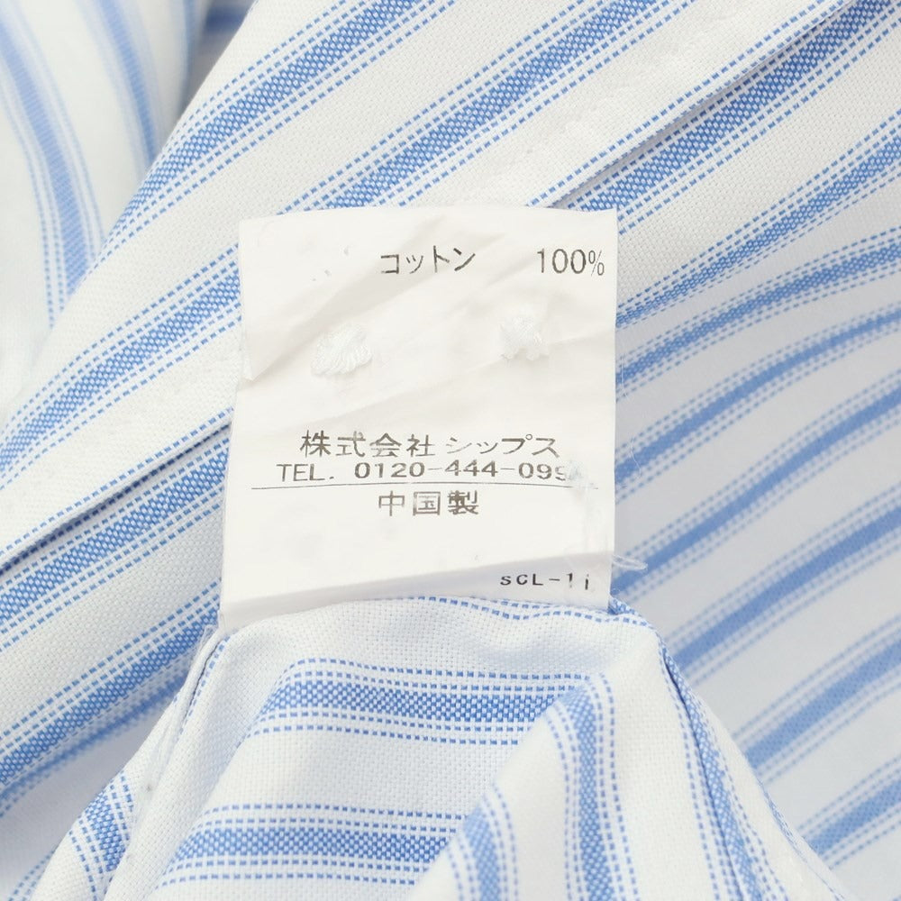 [Used] SHIPS Cotton Button-down Striped Dress Shirt White x Blue [Size 38] [WHT] [S/S/A/W] [Condition Rank C] [Men&
