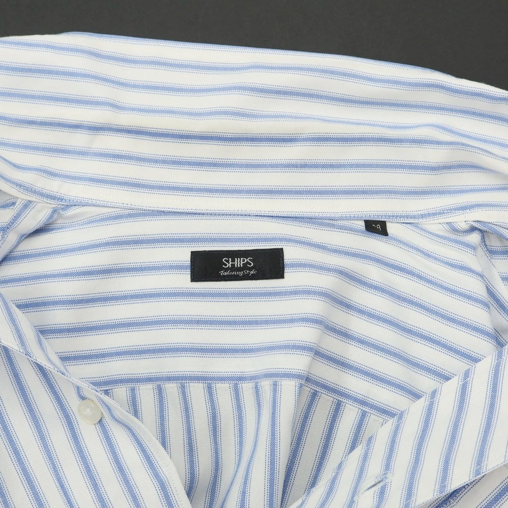 [Used] SHIPS Cotton Button-down Striped Dress Shirt White x Blue [Size 38] [WHT] [S/S/A/W] [Condition Rank C] [Men&