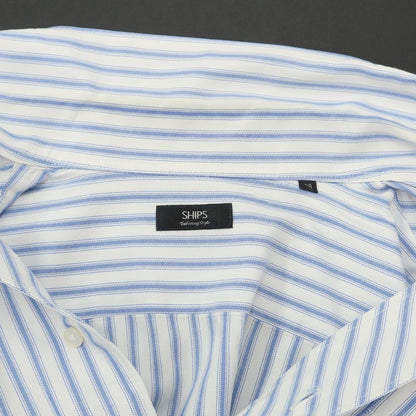 [Used] SHIPS Cotton Button-down Striped Dress Shirt White x Blue [Size 38] [WHT] [S/S/A/W] [Condition Rank C] [Men&