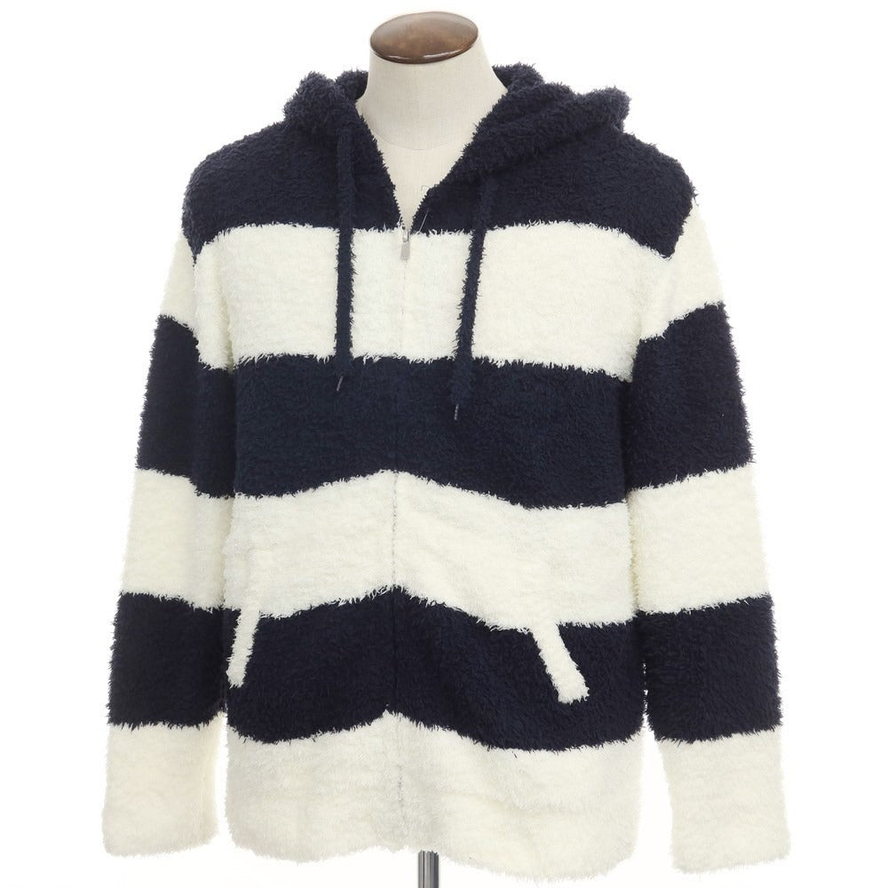 【中古】【未使用】ジェラートピケ オム GELATO PIQUE HOMME ポリエステル フリース ジップップ パーカー ネイビーxホワイト【サイズL】【NVY】【S/S/A/W】【状態ランクS】【メンズ】【768787】