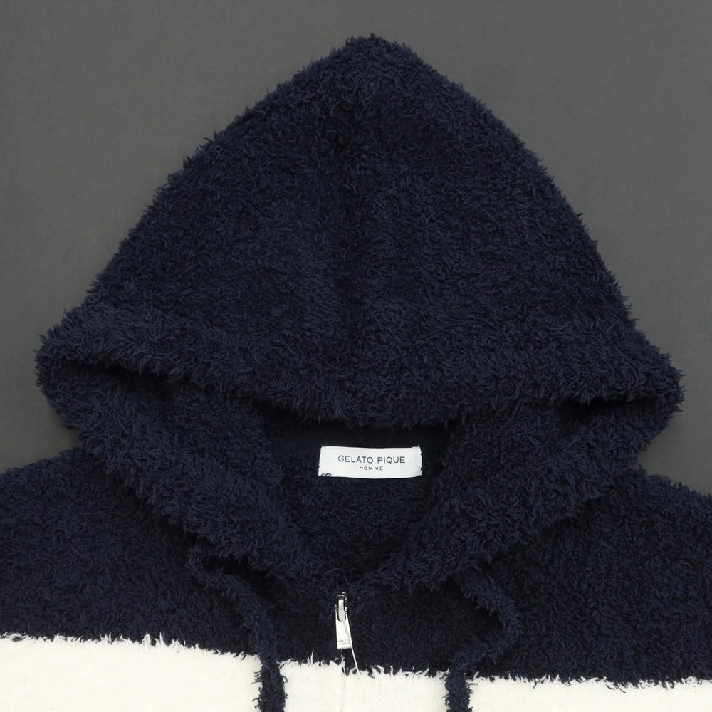 [Used] [Unused] GELATO PIQUE HOMME Polyester Fleece Zip Hoodie Navy x White [Size L] [NVY] [S/S/A/W] [Condition Rank S] [Men&