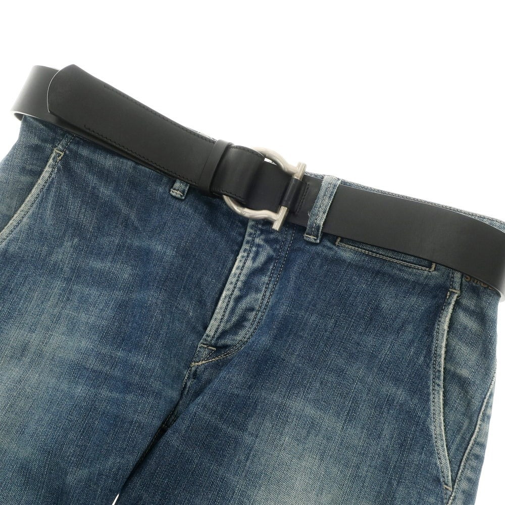 [Used] Salvatore Ferragamo Leather Gancini Belt Black [Size 95] [BLK] [S/S/A/W] [Condition Rank C] [Men&