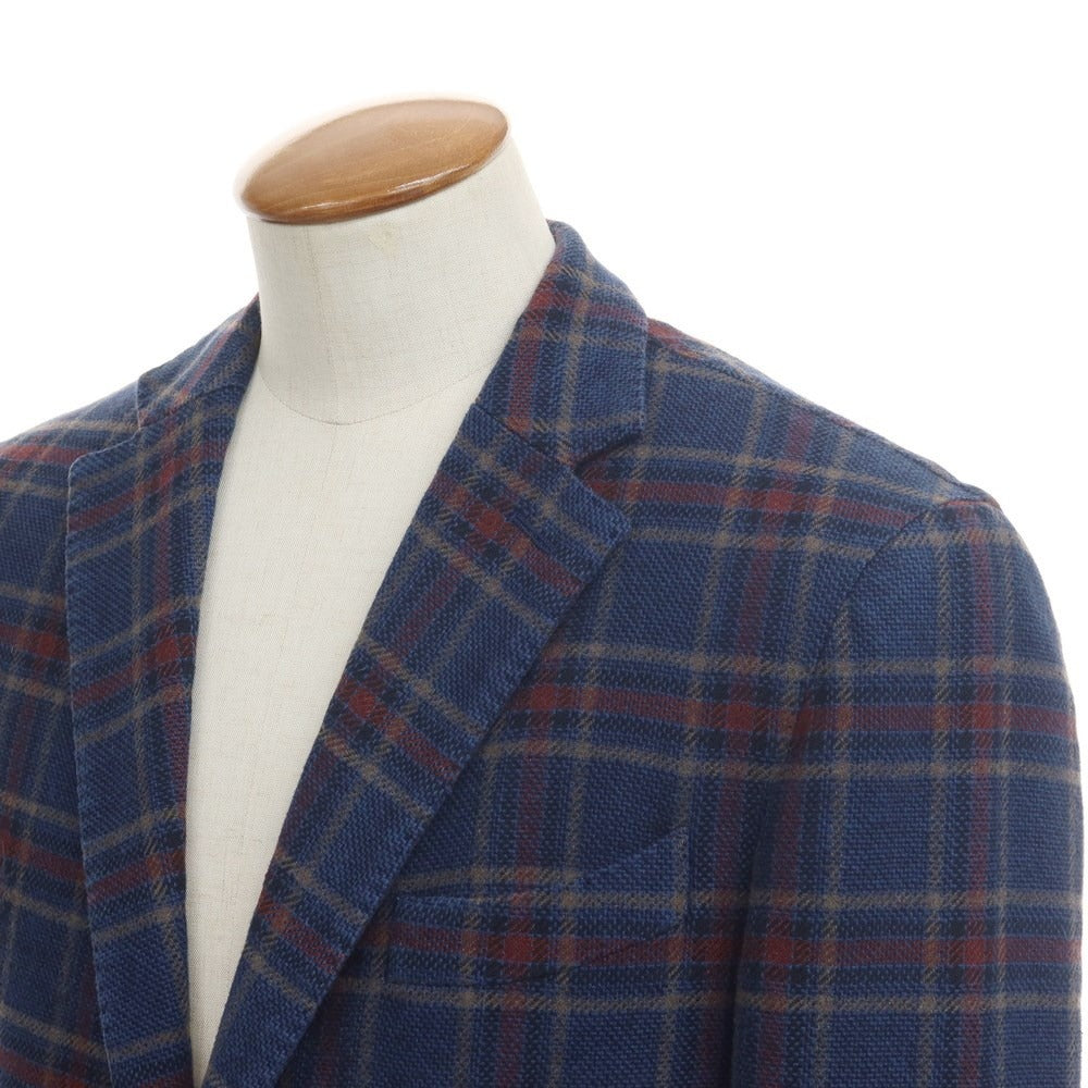 [Used] LBM1911 Cotton wool check 2B tailored jacket
 Blue x terracotta x dark brown [Size 48] [BLU] [A/W] [Condition Rank B] ​​[Men&