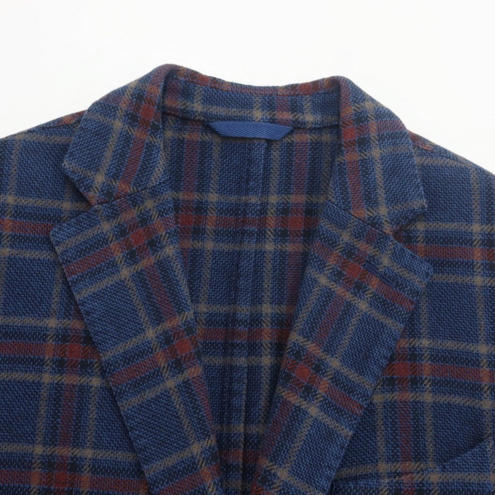 [Used] LBM1911 Cotton wool check 2B tailored jacket
 Blue x terracotta x dark brown [Size 48] [BLU] [A/W] [Condition Rank B] ​​[Men&