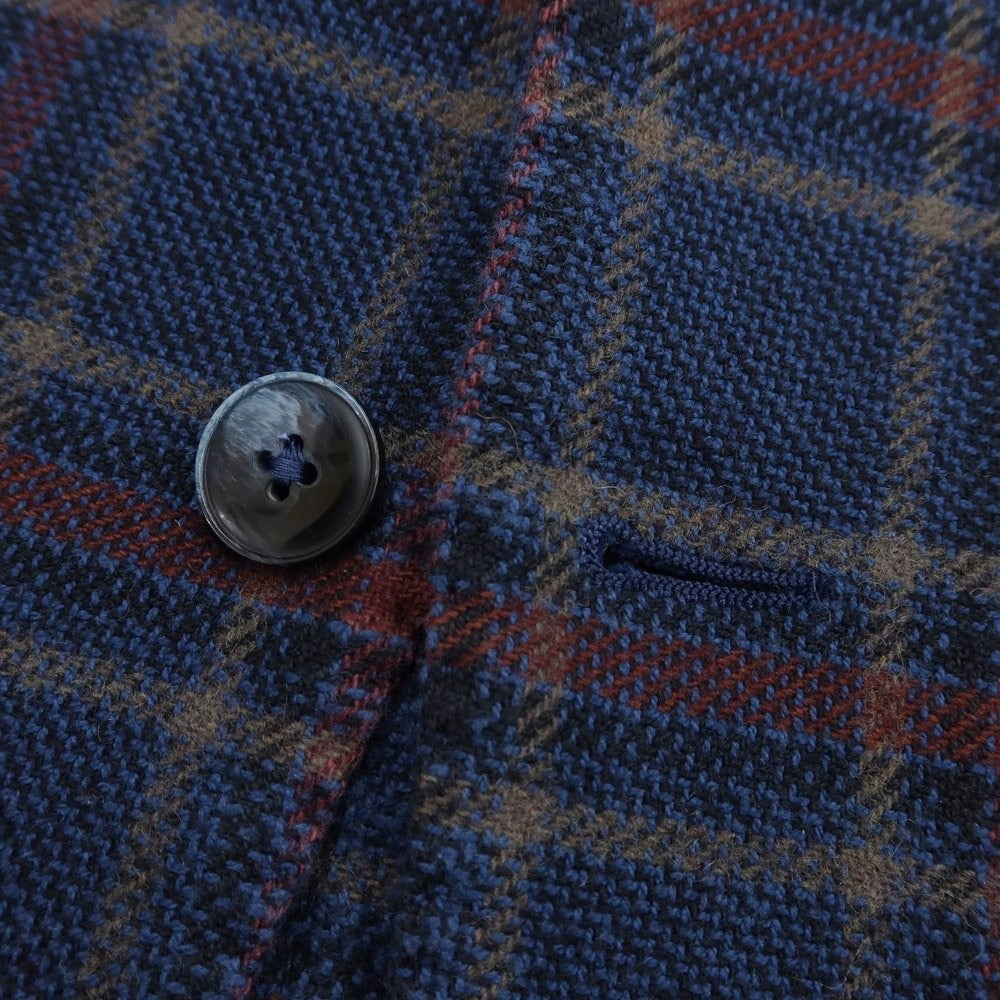 [Used] LBM1911 Cotton wool check 2B tailored jacket
 Blue x terracotta x dark brown [Size 48] [BLU] [A/W] [Condition Rank B] ​​[Men&