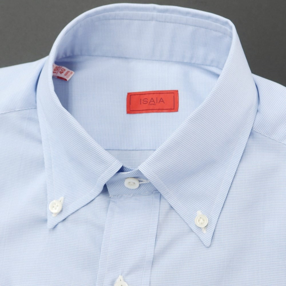 [Used] ISAIA Cotton Button-down Dress Shirt Light Blue x White [40] [Condition Rank A] [Men&