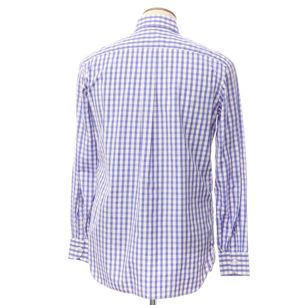 [Used] Luigi Borrelli Cotton Check Button-down Casual Shirt White x Smalt Blue [40] [Condition Rank C] [Men&